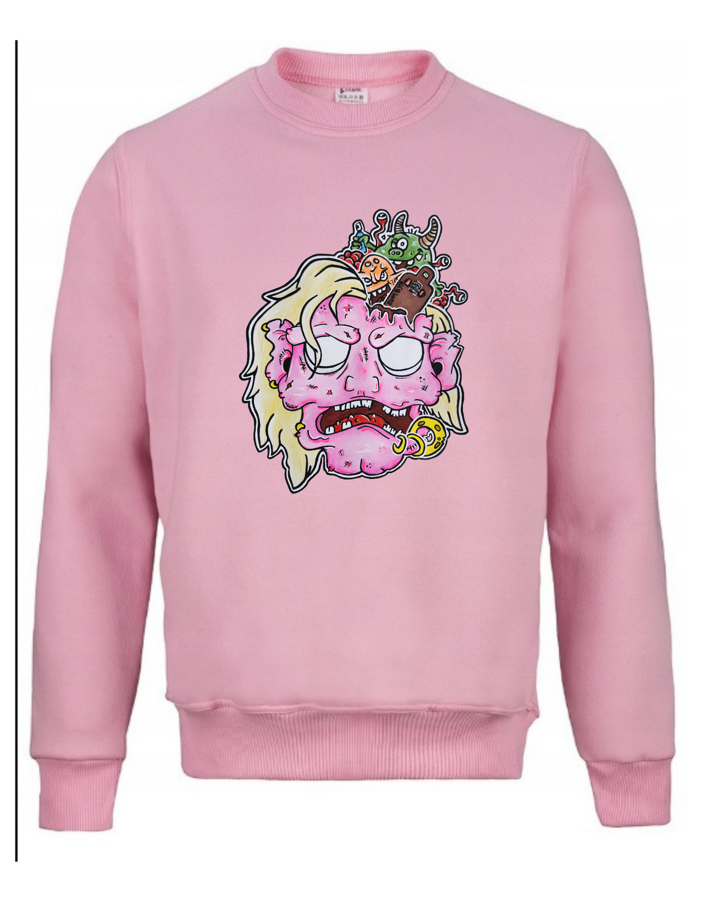 Crewneck tête de zombie rose