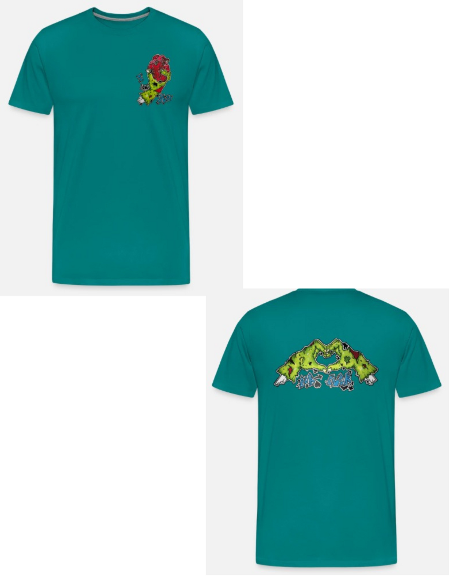 T-shirt combo main zombie coeur