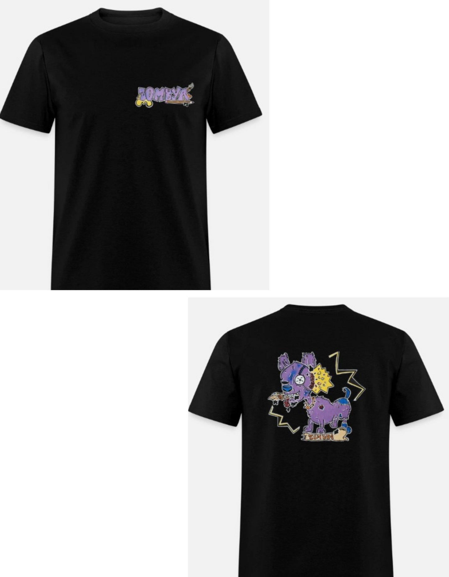 T-shirt combo chien zombie