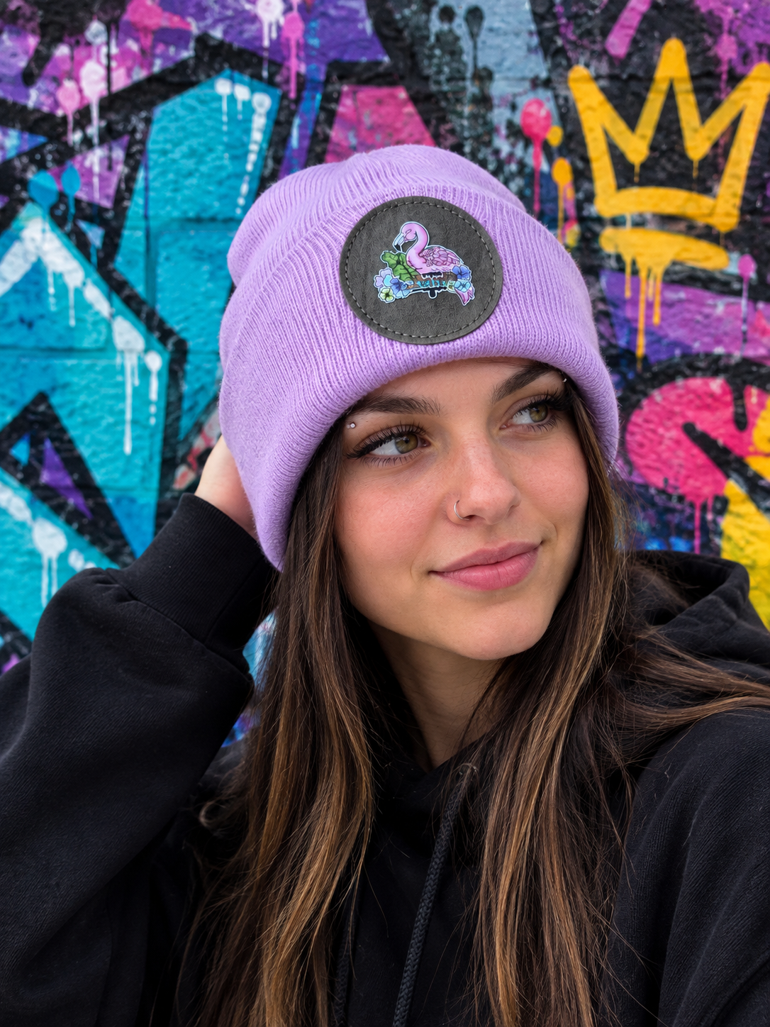 Tuque lilas Flamant rose