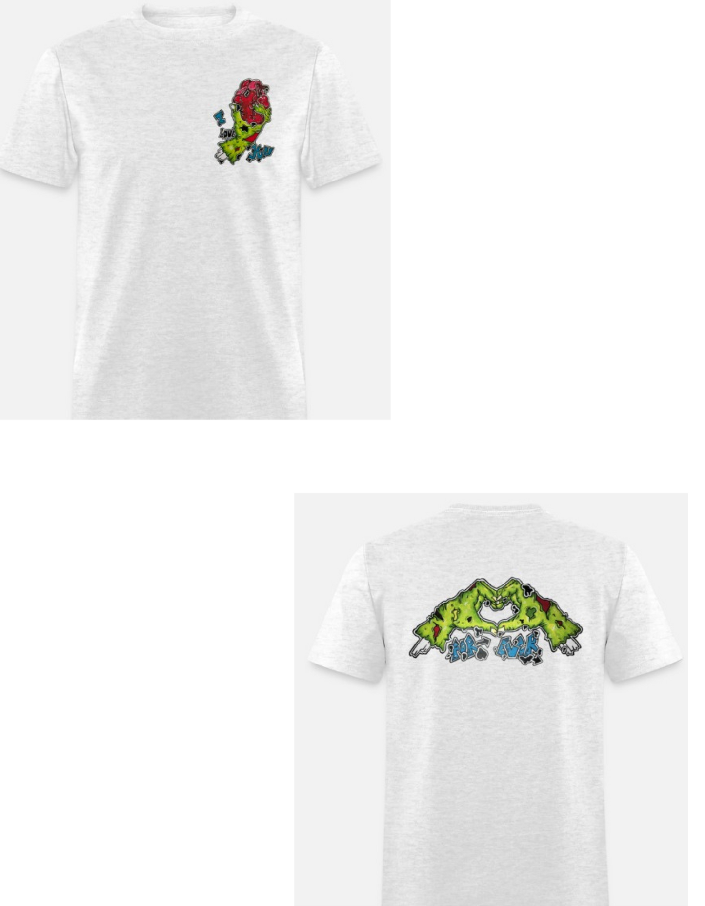 T-shirt combo main zombie coeur