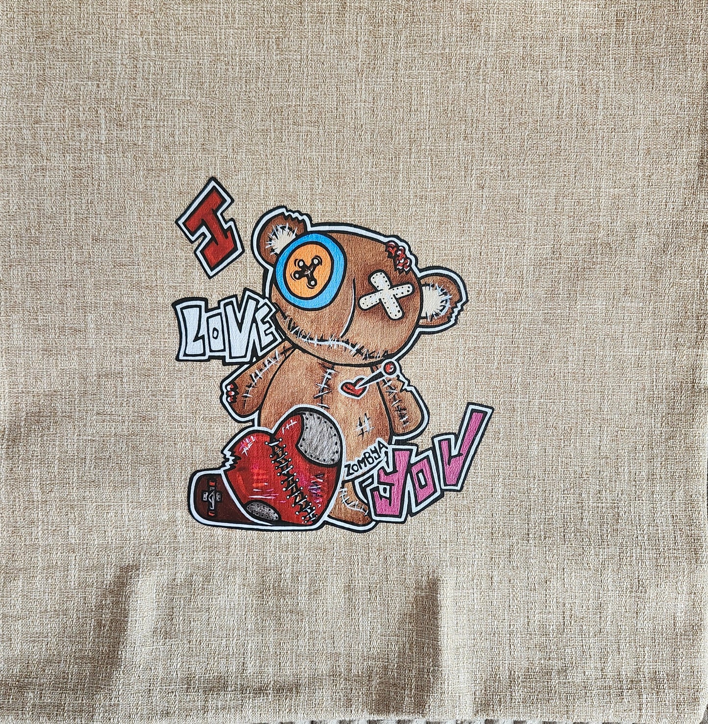 Housse à coussin Brun pale Ours I love you