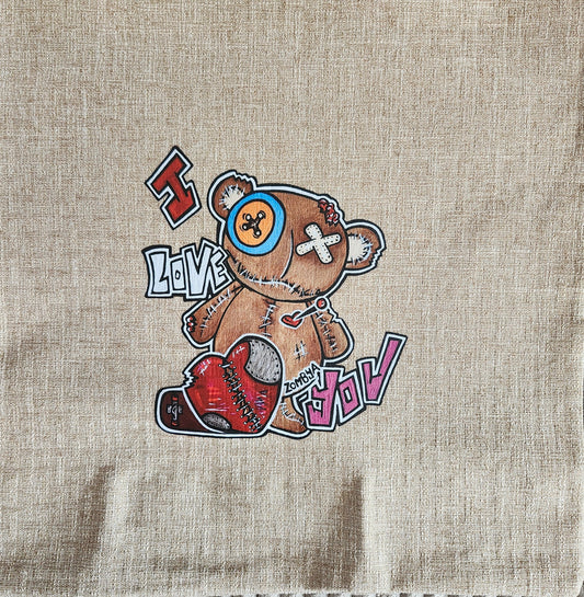 Housse à coussin Brun pale Ours I love you