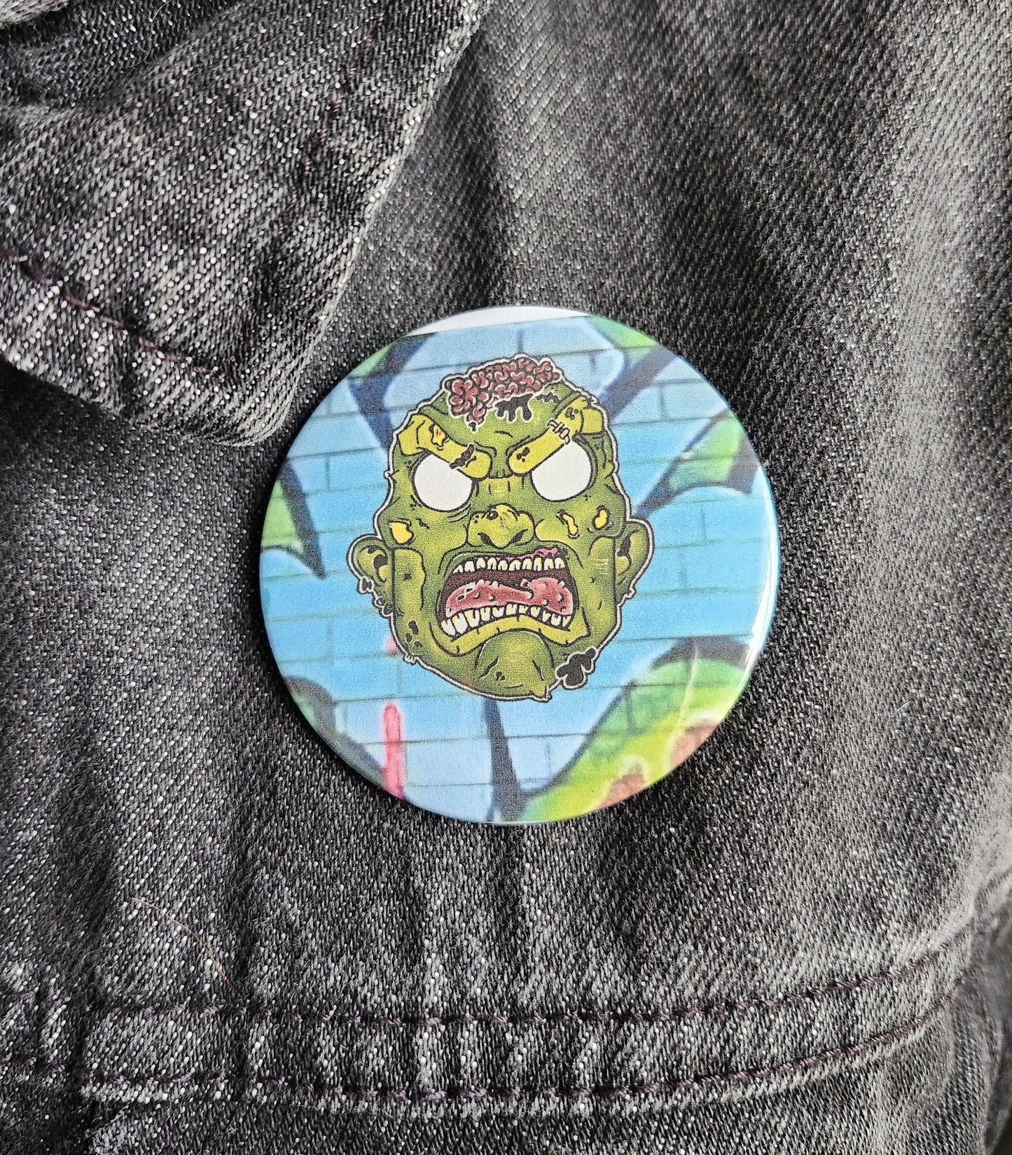 Macaron Tête de zombie avec fond couleur