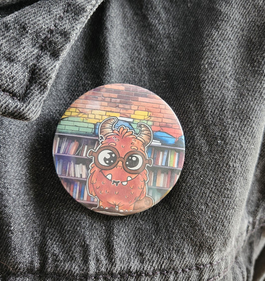 Macaron Monstre rouge avec fond de couleur