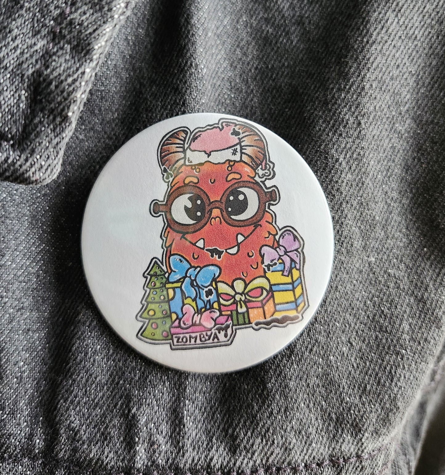 Macaron Monstre rouge Noel avec fond blanc