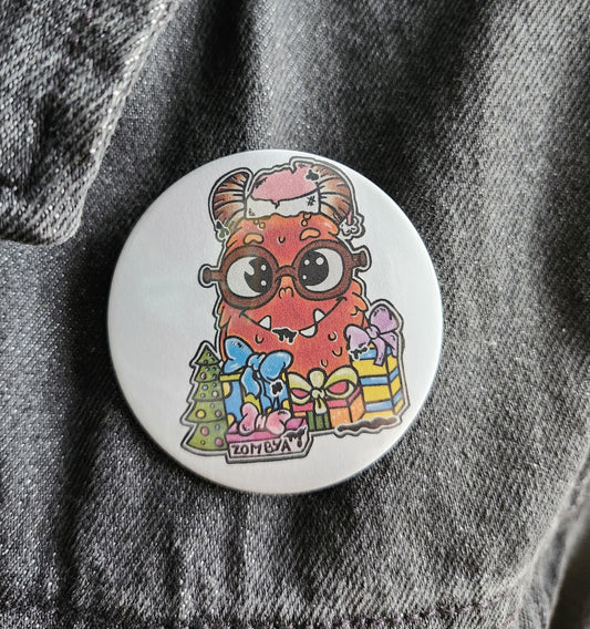 Macaron Monstre rouge Noel avec fond blanc