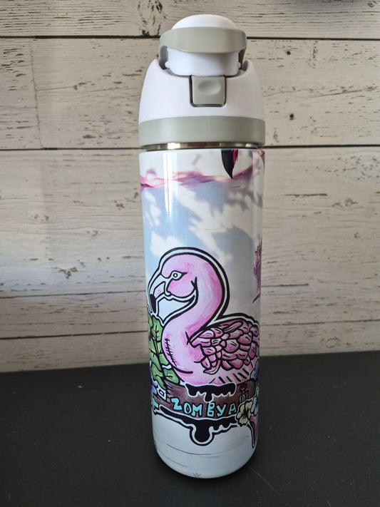 Gourde 24 oz Flamant rose