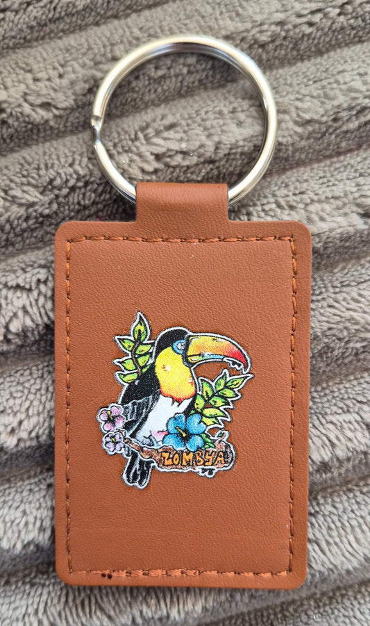 Porte clé en cuir Toucan