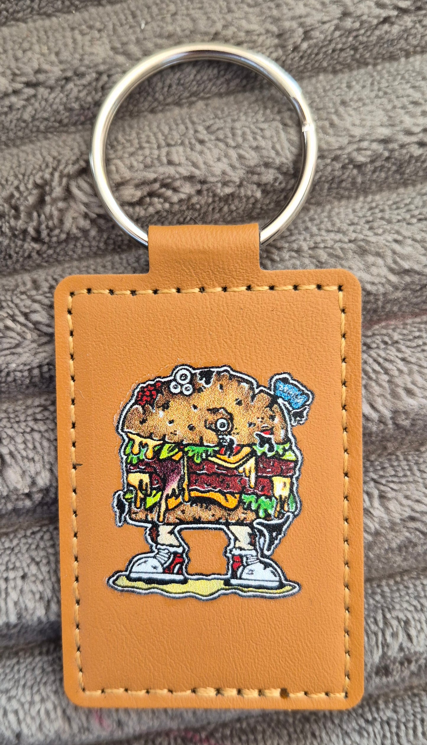 Porte clé en cuir Hamburger