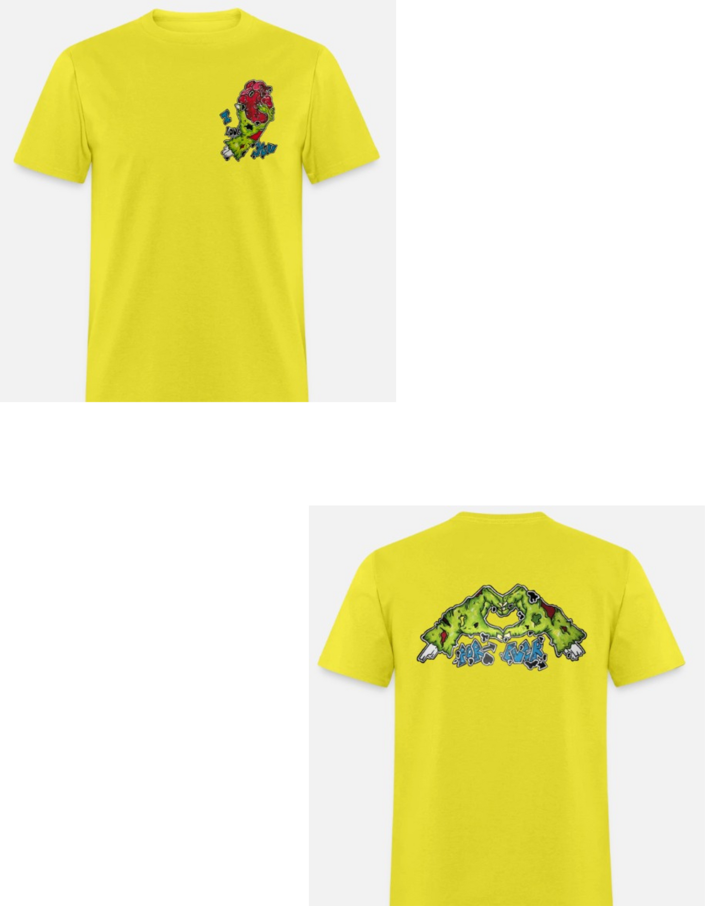 T-shirt combo main zombie coeur