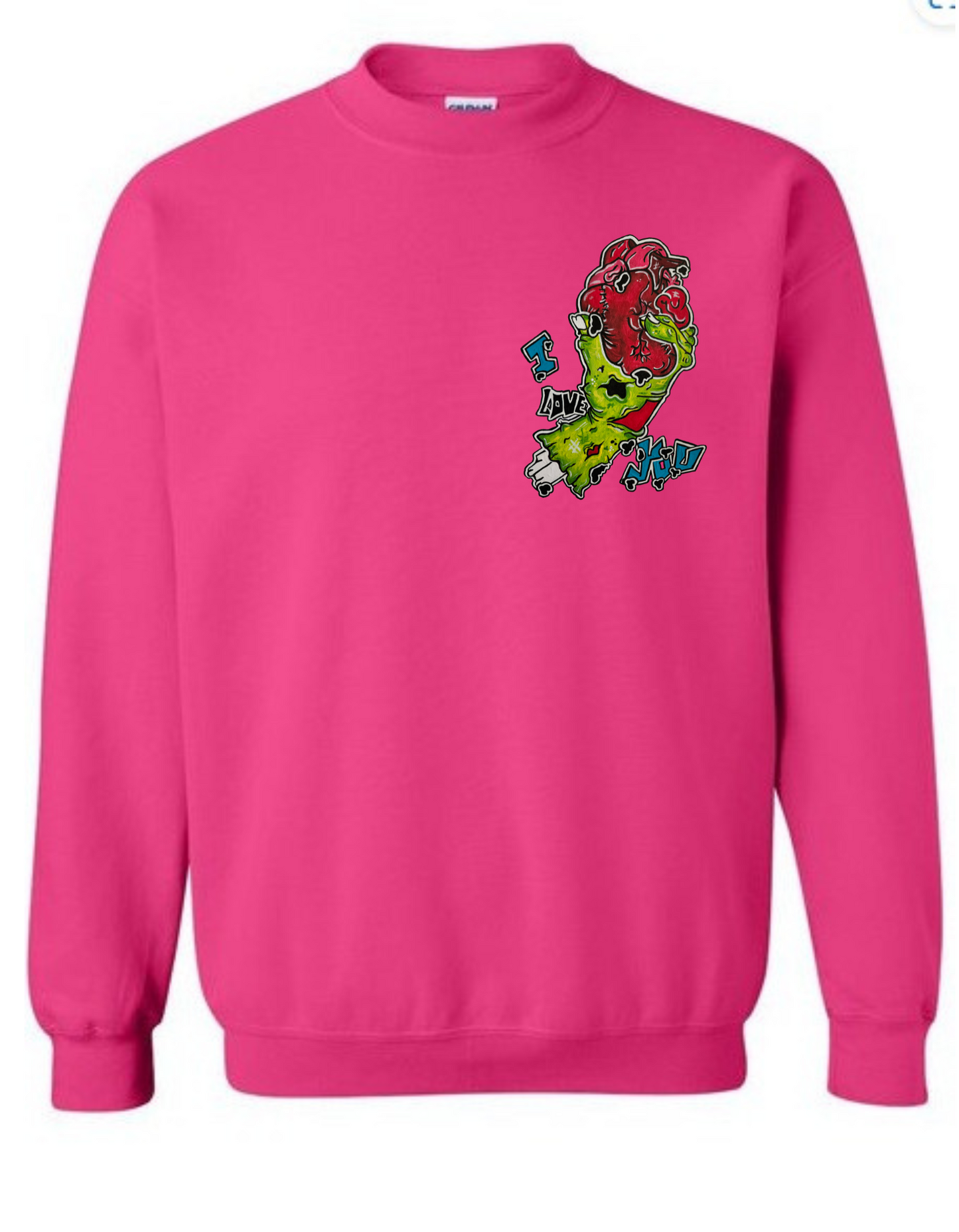 Crewneck main zombie coeur