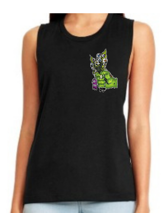 Camisole femme festival muscle Main zombie bouquet de fleur