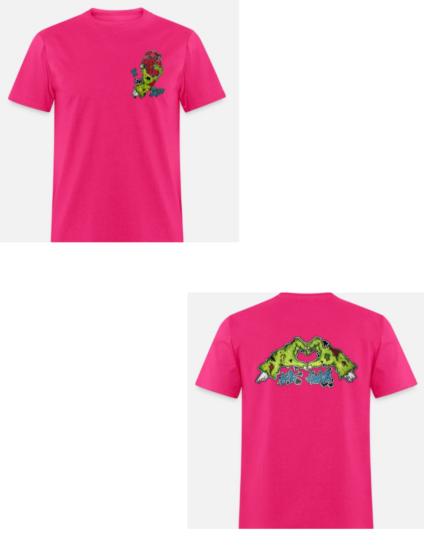 T-shirt combo main zombie coeur