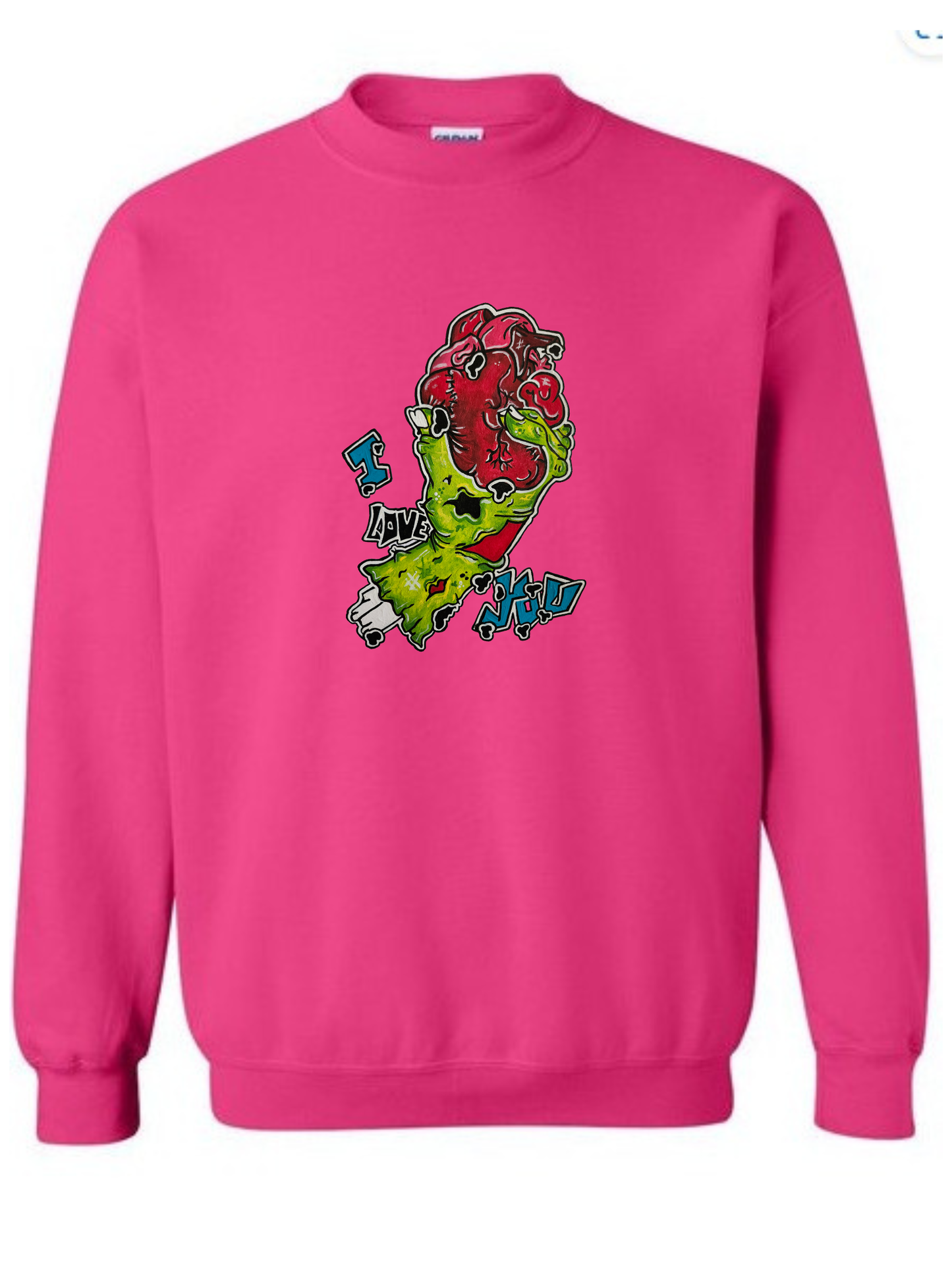 Crewneck Main zombie coeur I love you