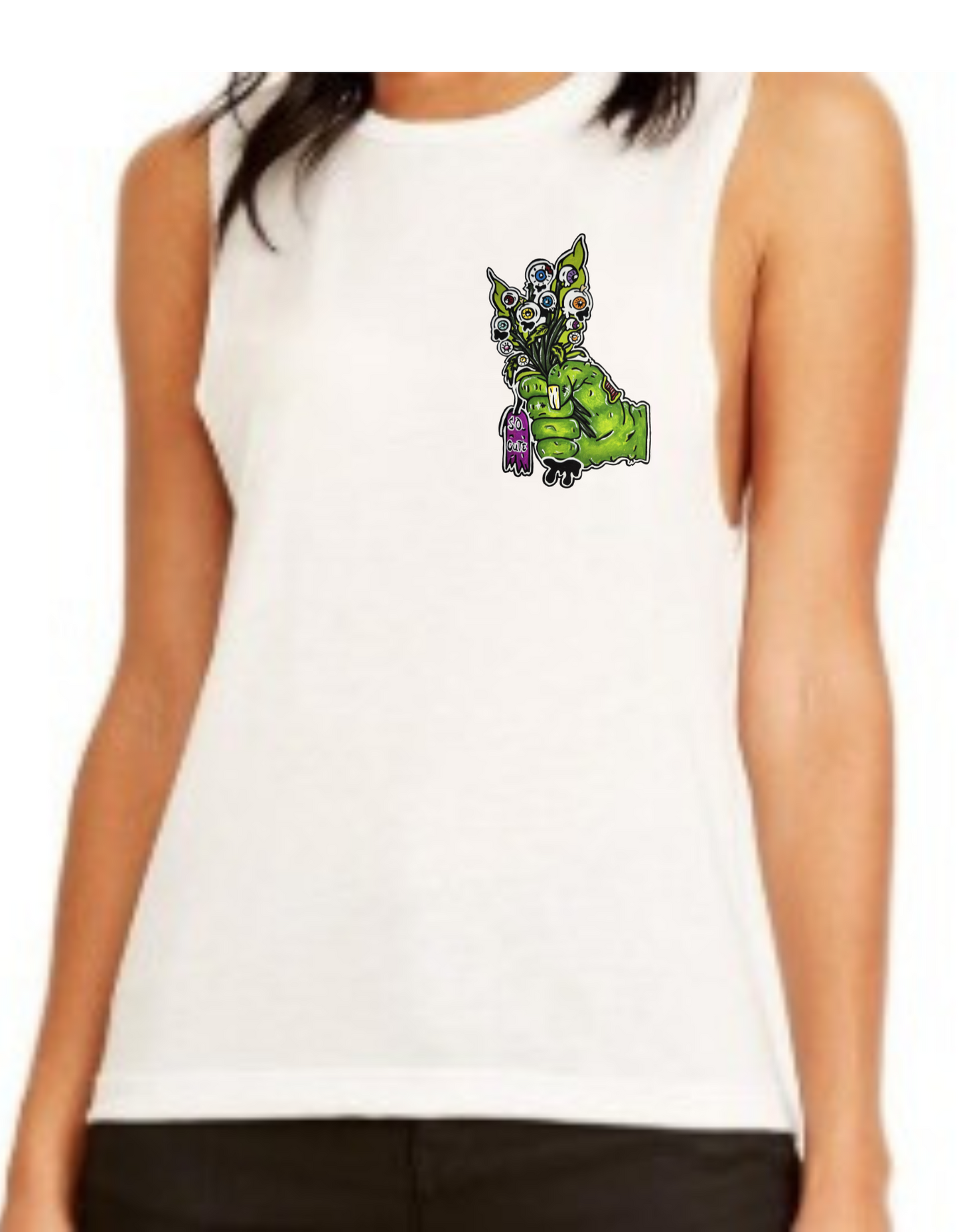 Camisole femme festival muscle Main zombie bouquet de fleur