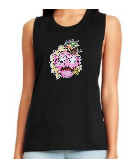 Camisole femme festival muscle Tête de zombie rose