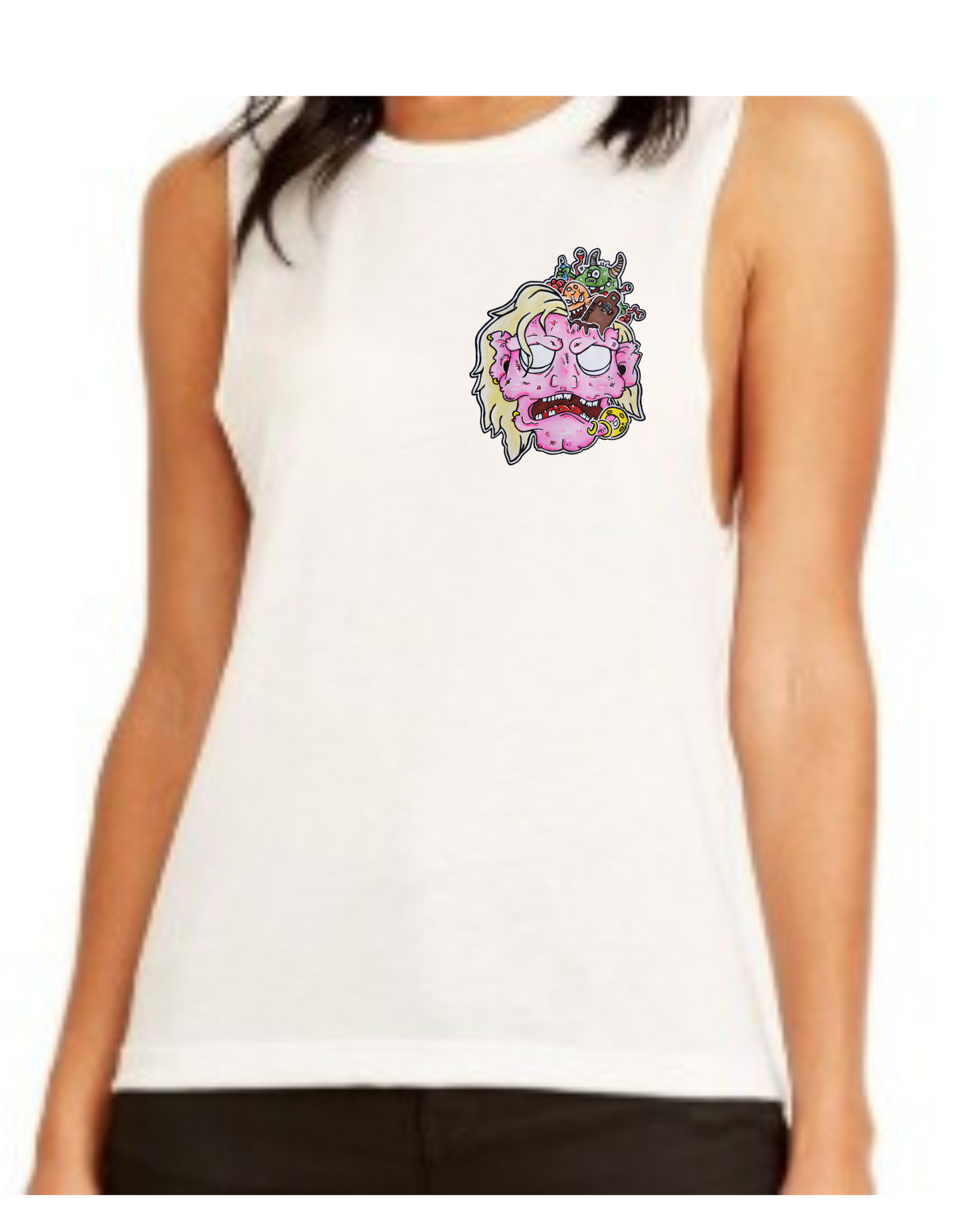 Camisole femme festival muscle Tête de zombie rose