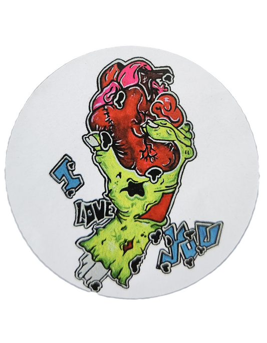 Autocollant main zombie coeur
