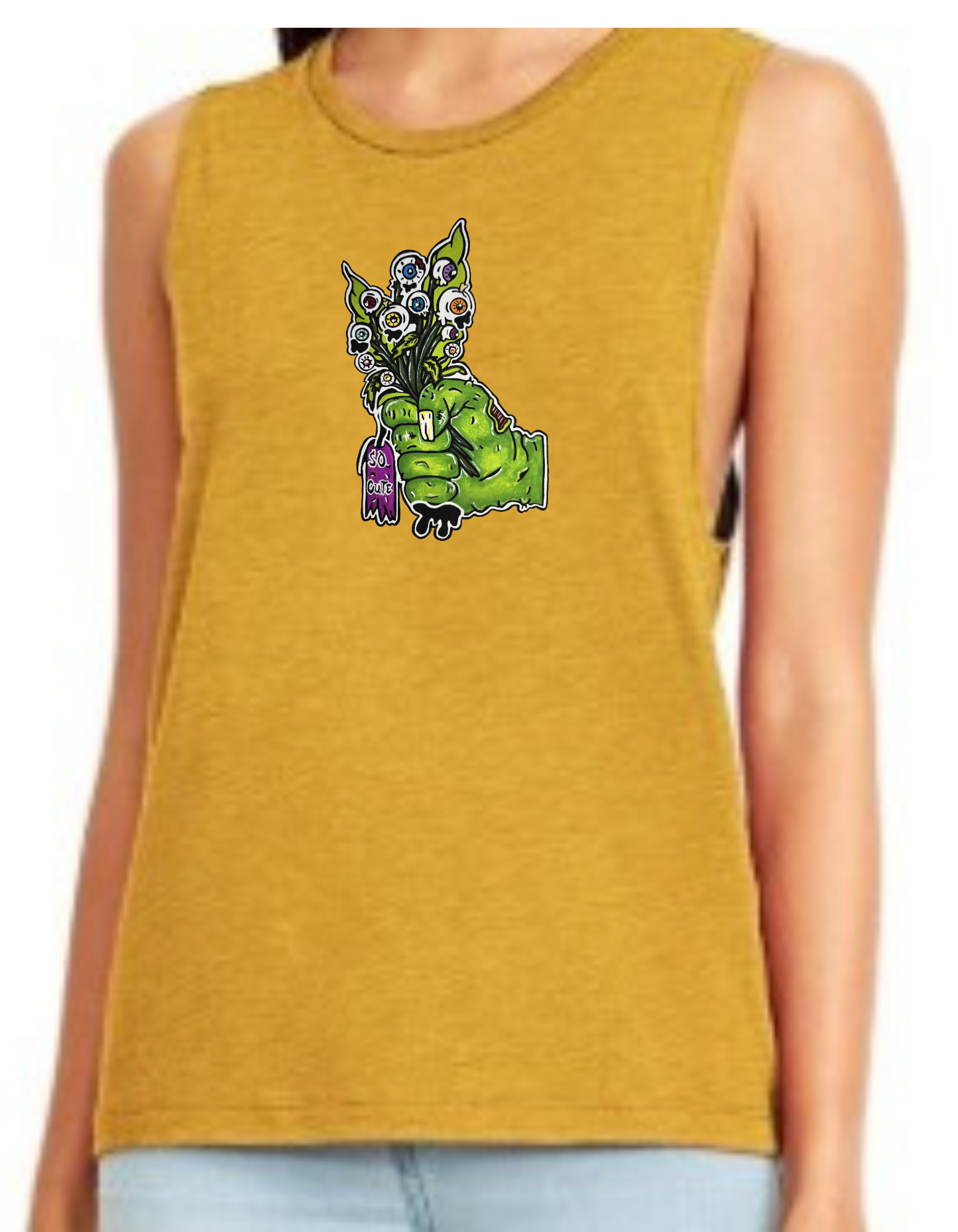 Camisole femme festival muscle Main zombie bouquet de fleur