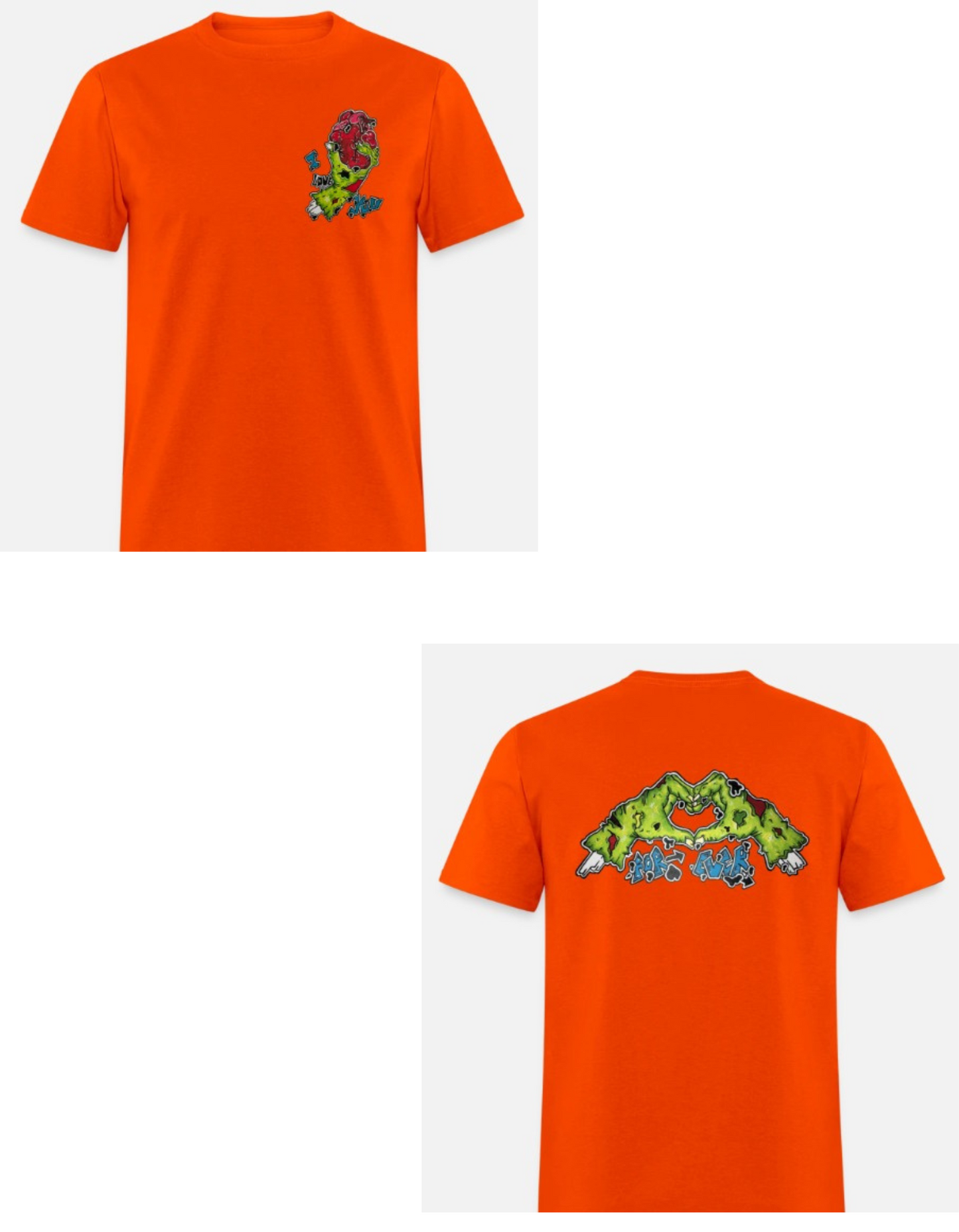 T-shirt combo main zombie coeur