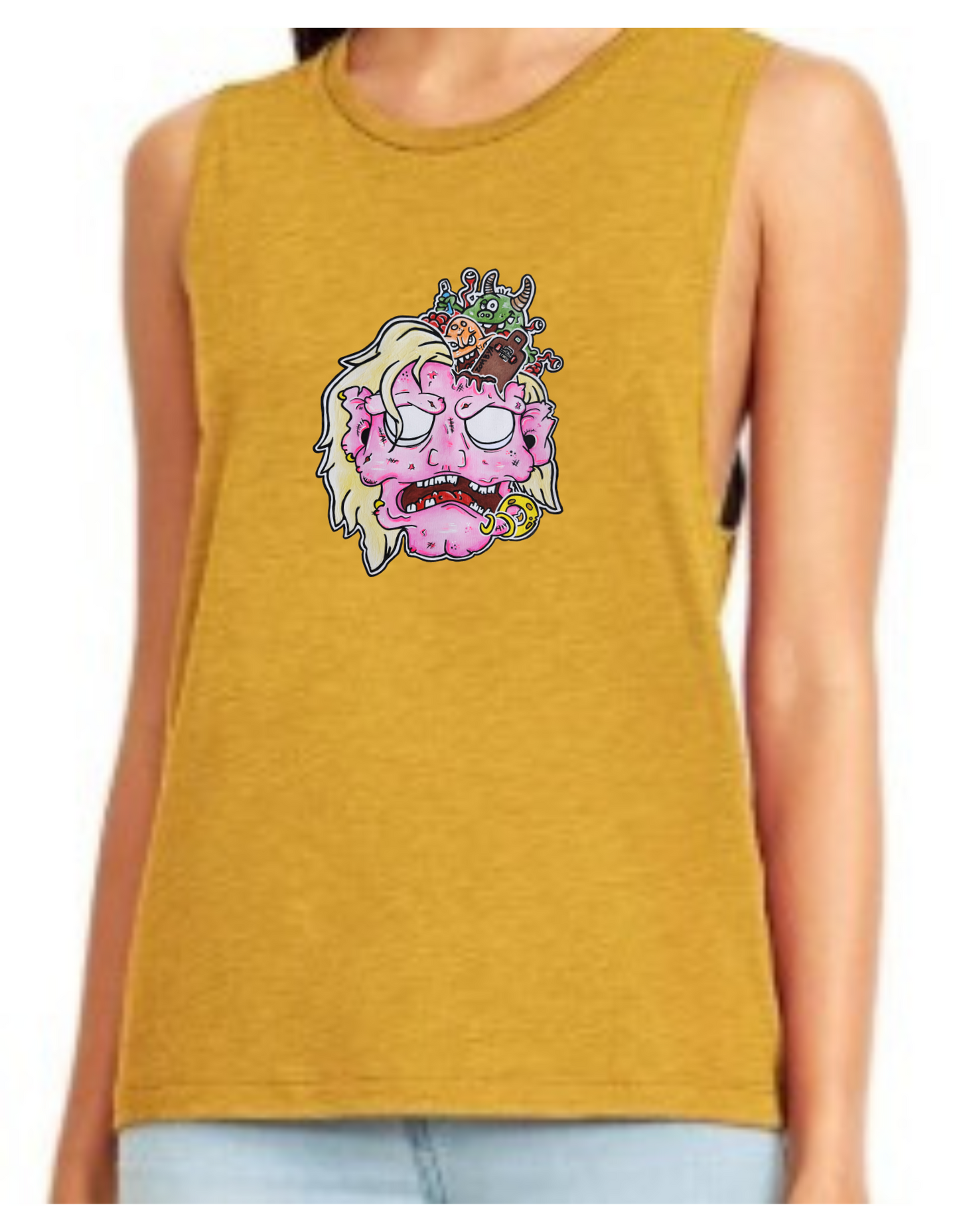 Camisole femme festival muscle Tête de zombie rose