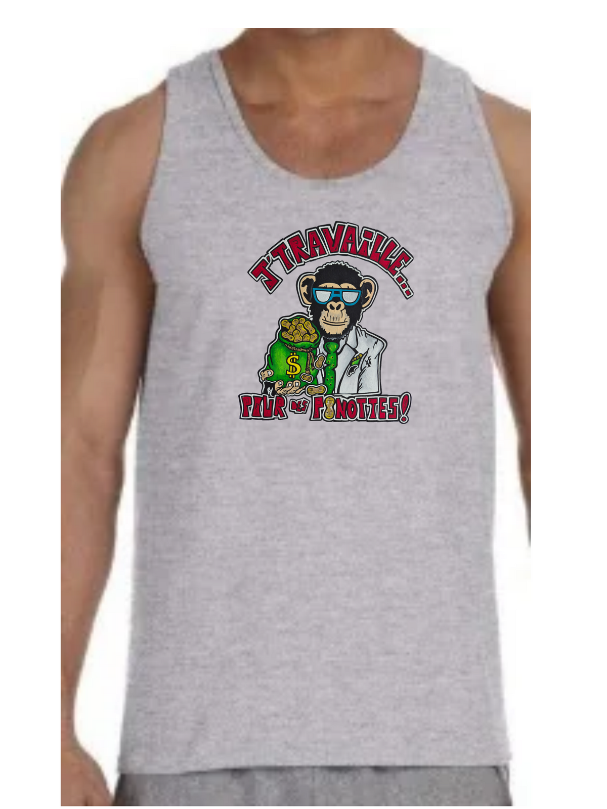 Camisole homme J'travaille pour des peanuts