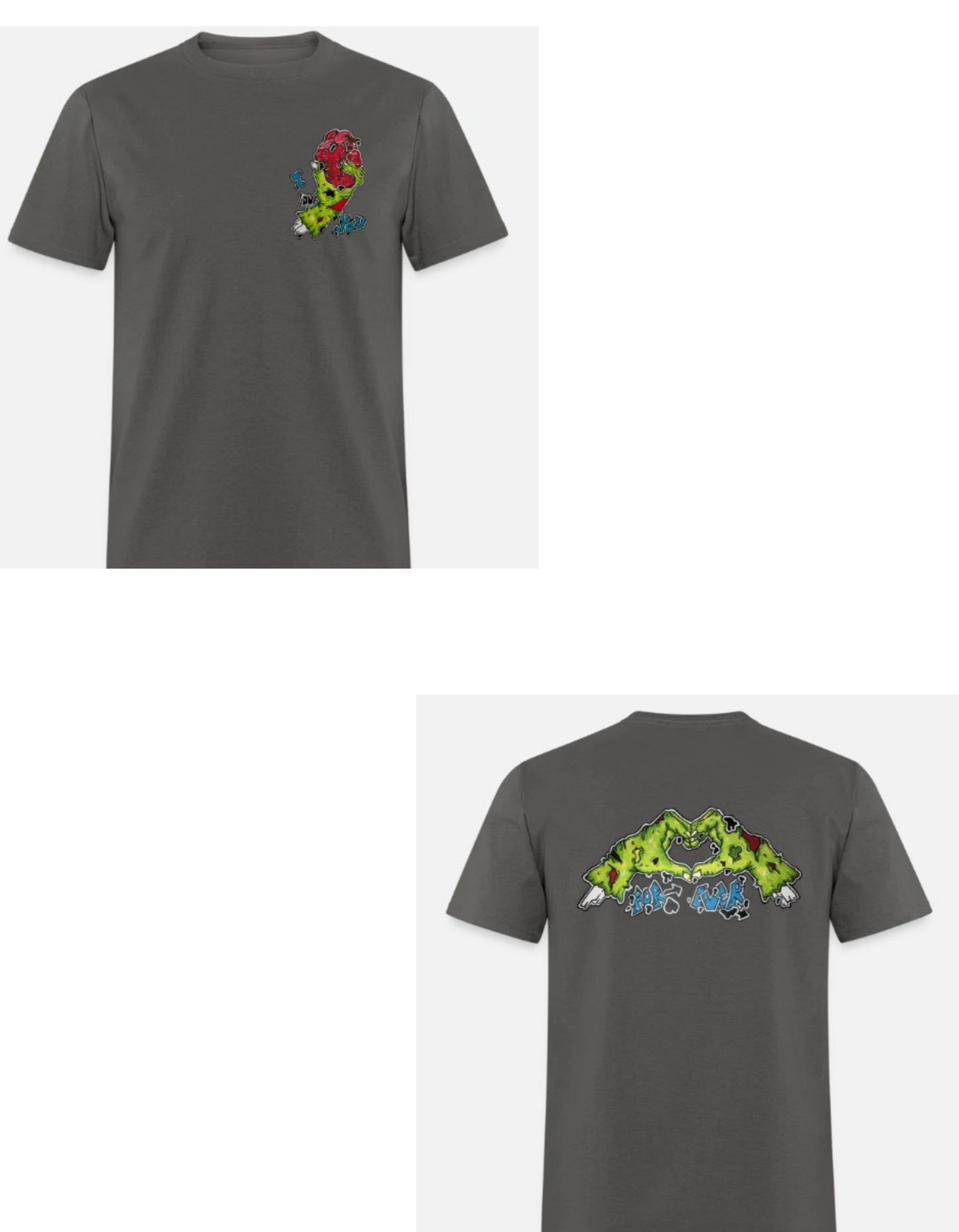 T-shirt combo main zombie coeur
