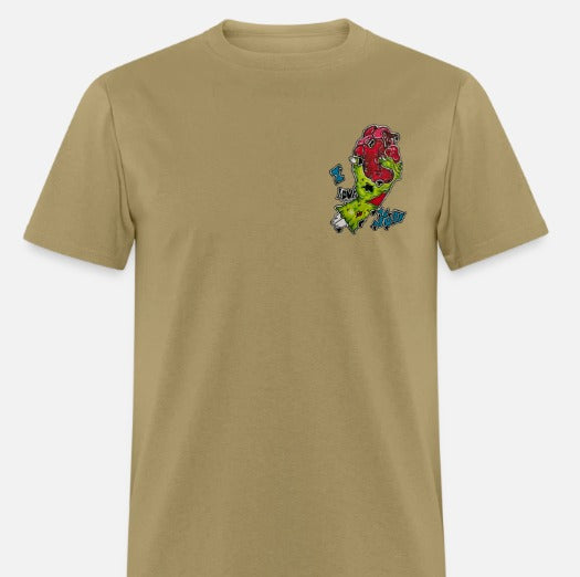 T-shirt main de zombie coeur