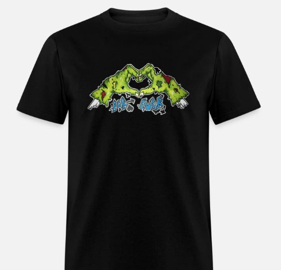 T-shirt main de zombie formant un coeur