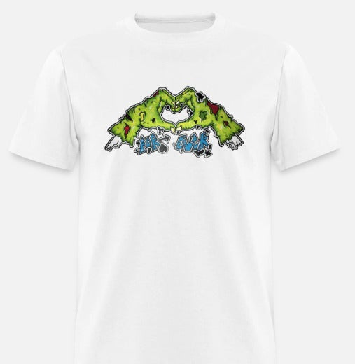 T-shirt main de zombie formant un coeur