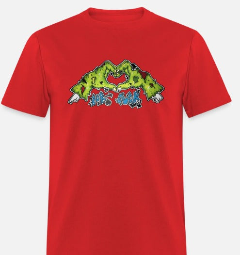 T-shirt main de zombie formant un coeur