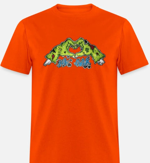 T-shirt main de zombie formant un coeur