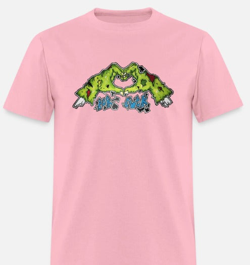 T-shirt main de zombie formant un coeur