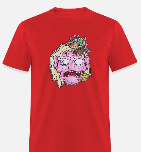 T-shirt enfant tête de zombie rose
