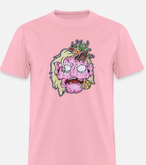 T-shirt tete de zombie rose