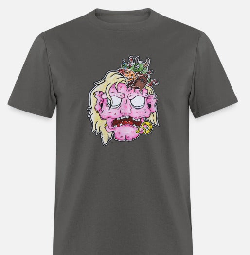 T-shirt enfant tête de zombie rose