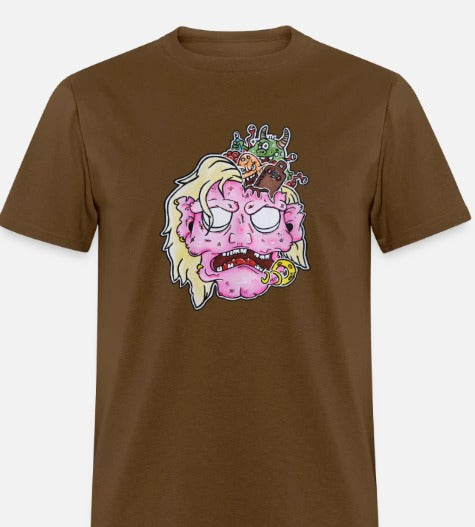T-shirt tete de zombie rose