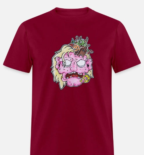 T-shirt tete de zombie rose