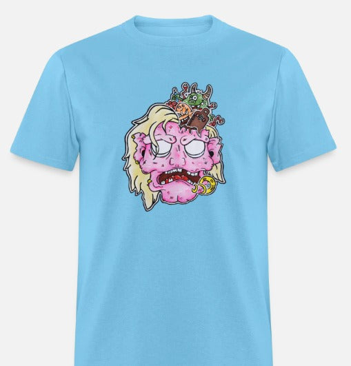 T-shirt tete de zombie rose