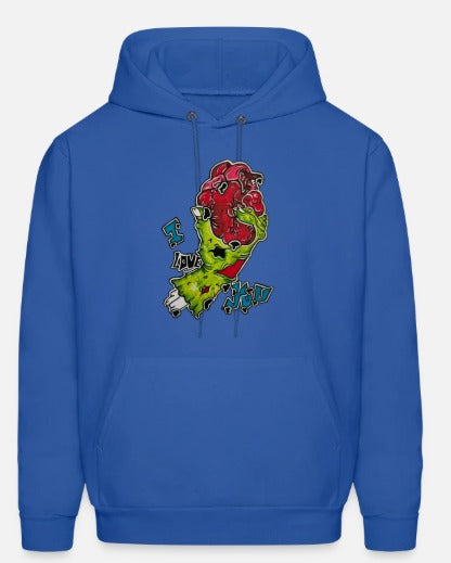 Hoodies Main zombie coeur I love you