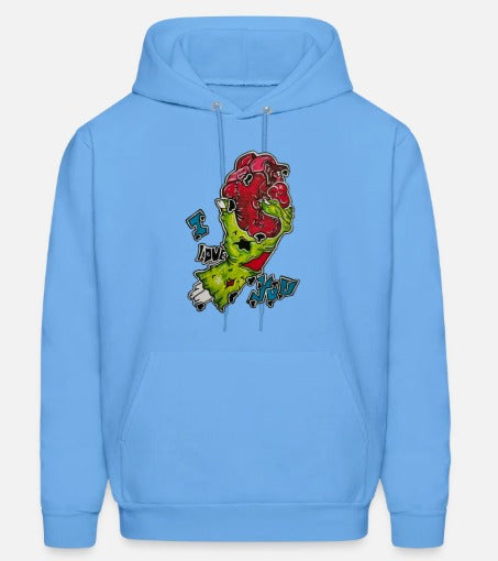 Hoodies Main zombie coeur I love you
