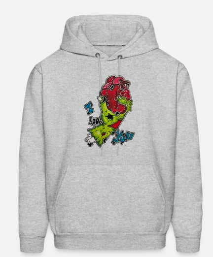Hoodies Main zombie coeur I love you