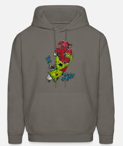Hoodies Main zombie coeur I love you