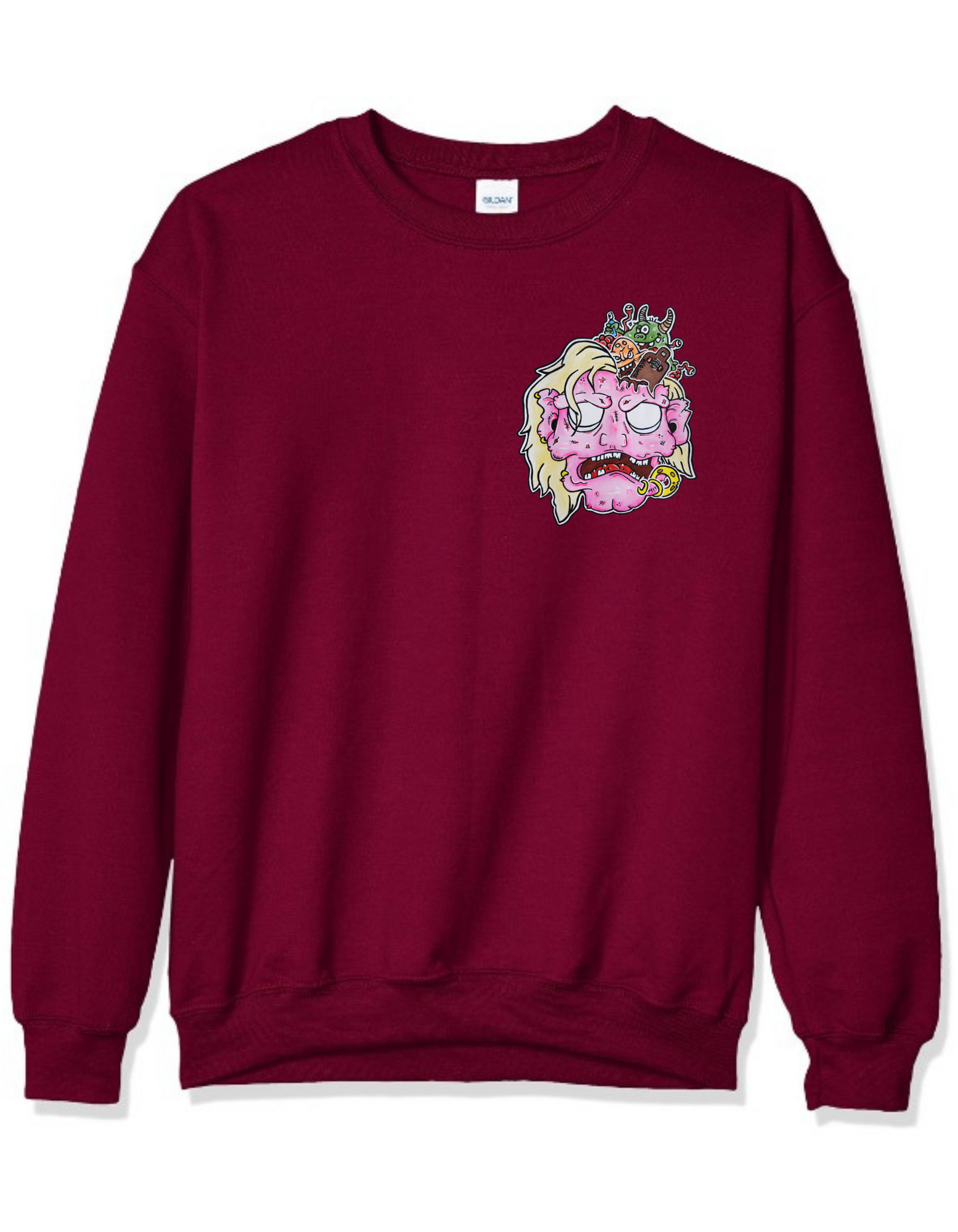 Crewneck tête de zombie rose