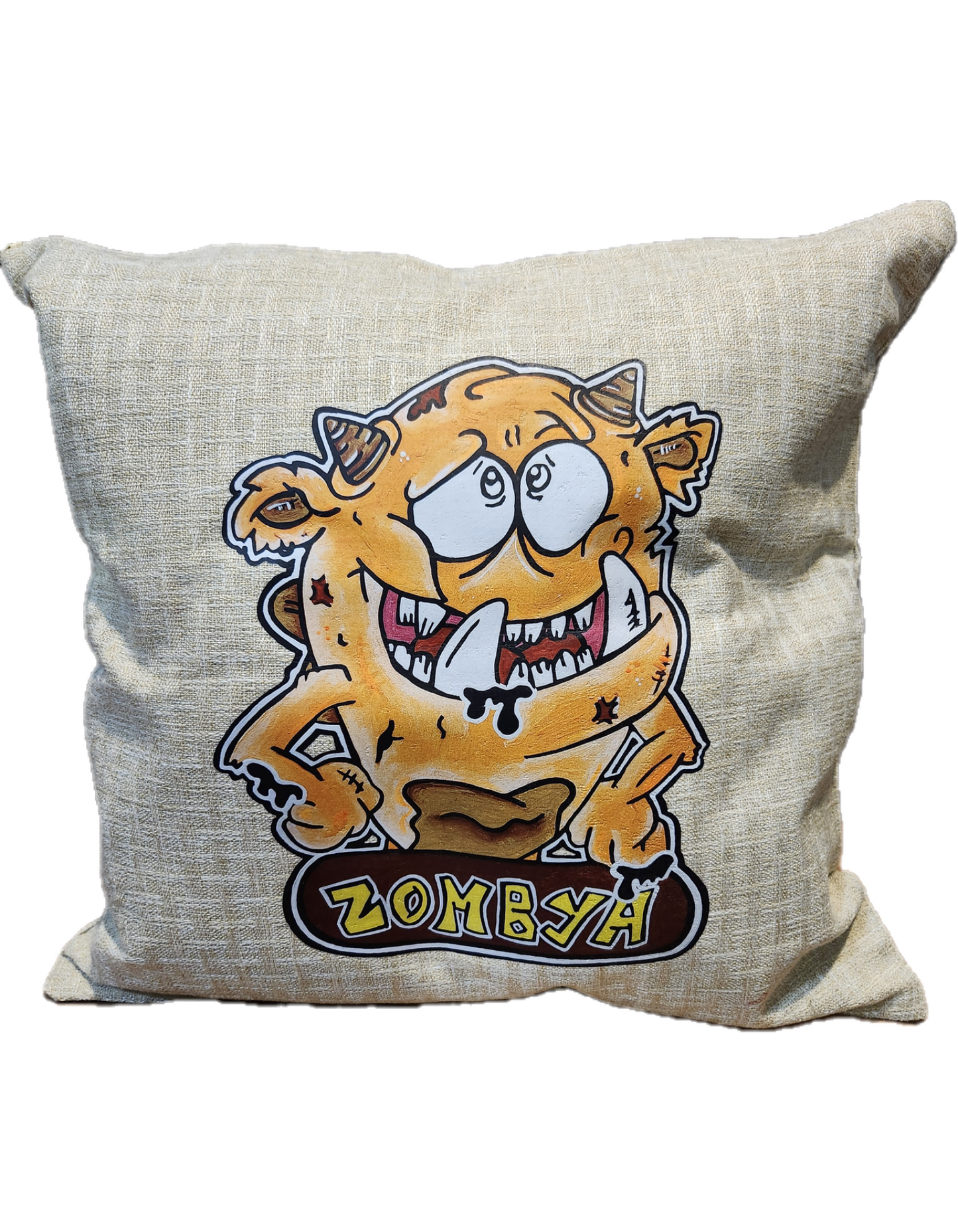 Housse coussin monstre orange