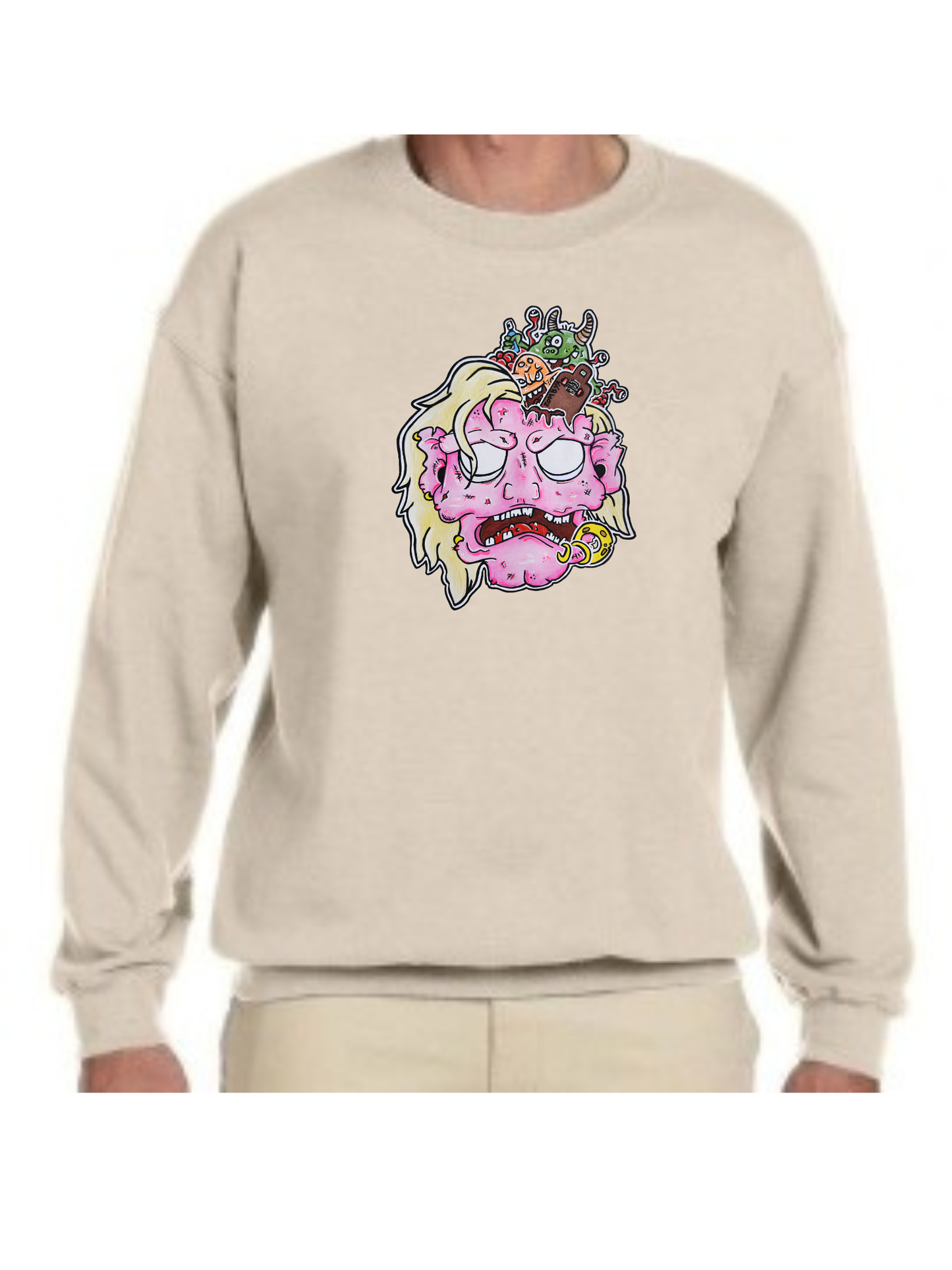 Crewneck tête de zombie rose
