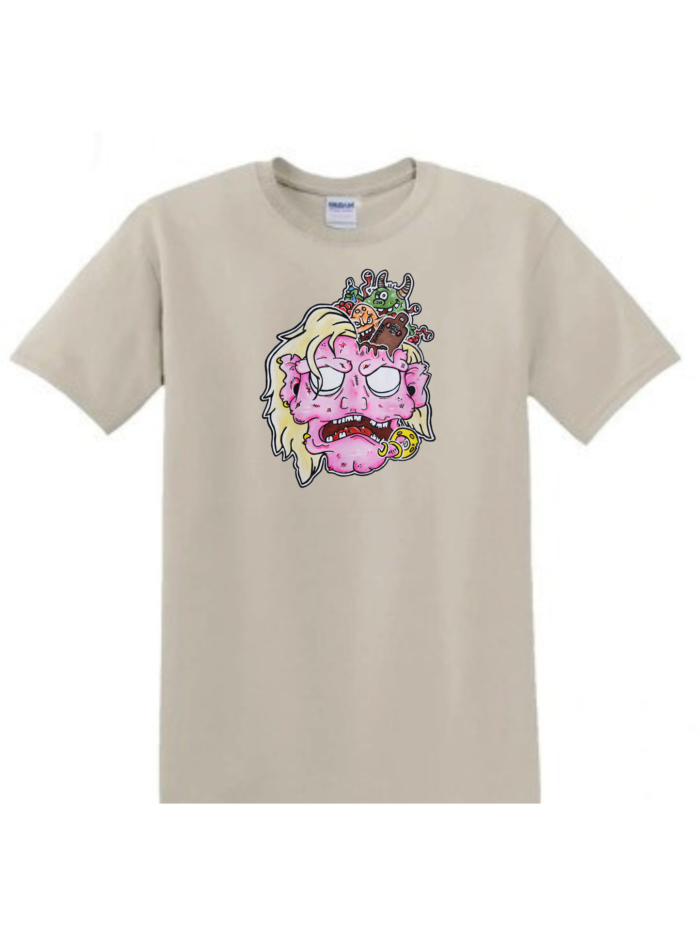 T-shirt enfant tête de zombie rose