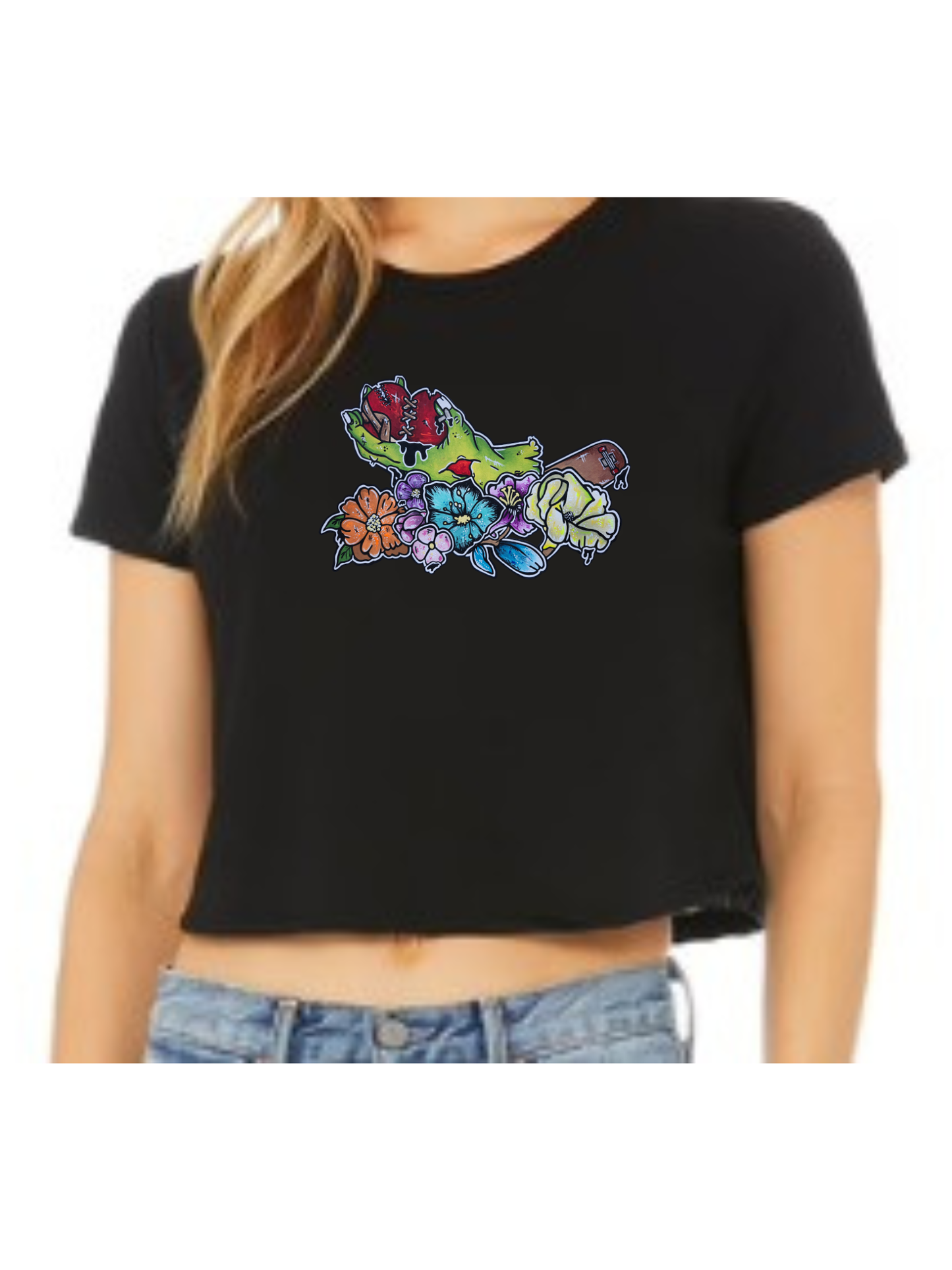 Crop top Main zombie coeur fleur