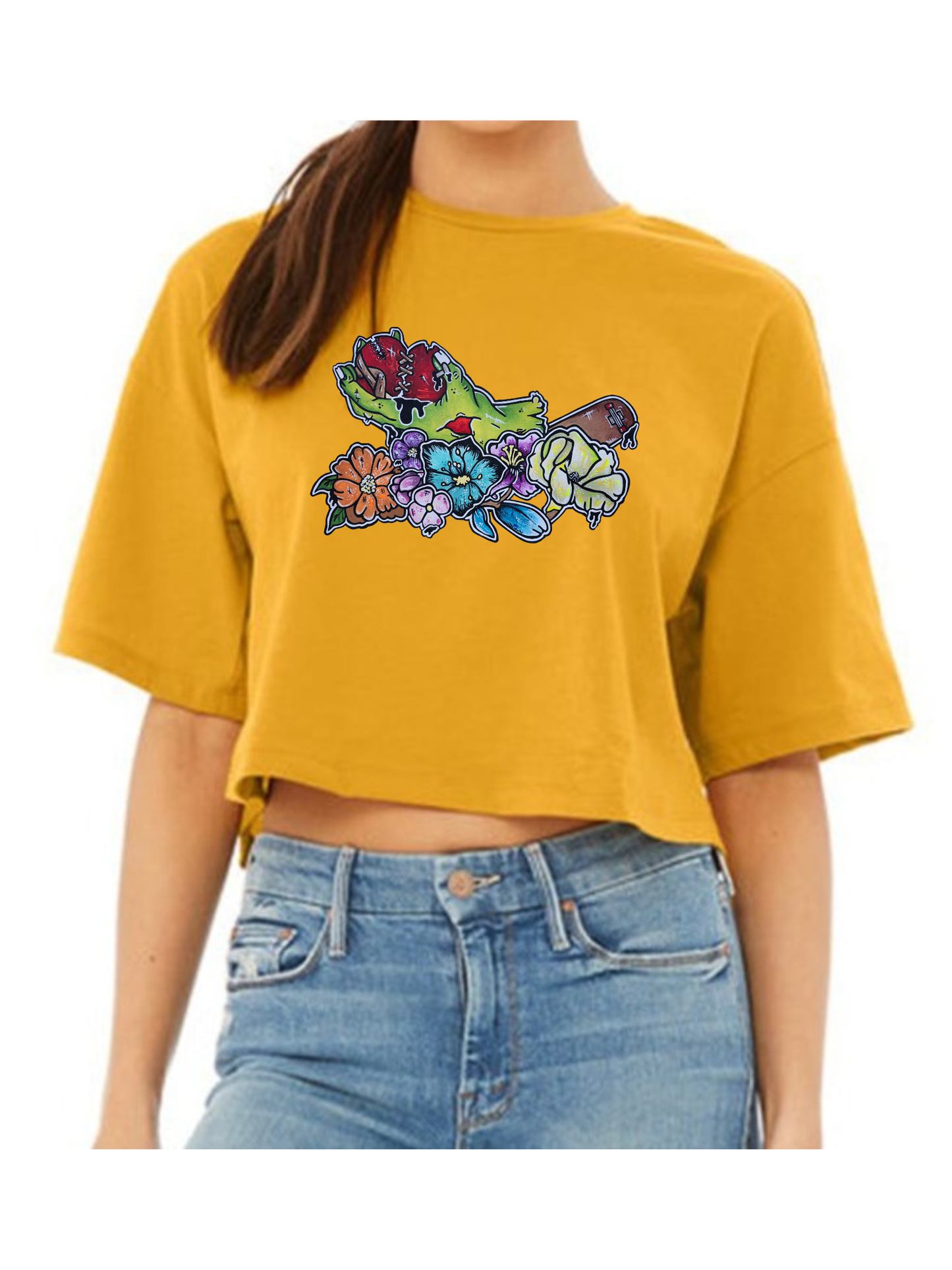 Crop top Main zombie coeur fleur
